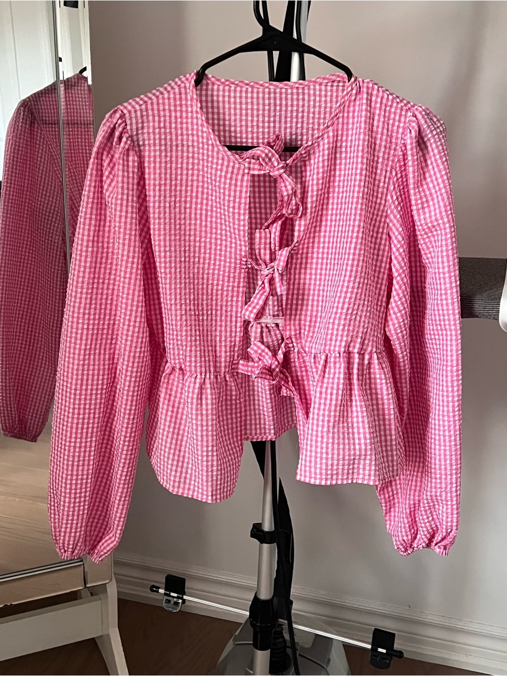 Gingham Tie Front Top